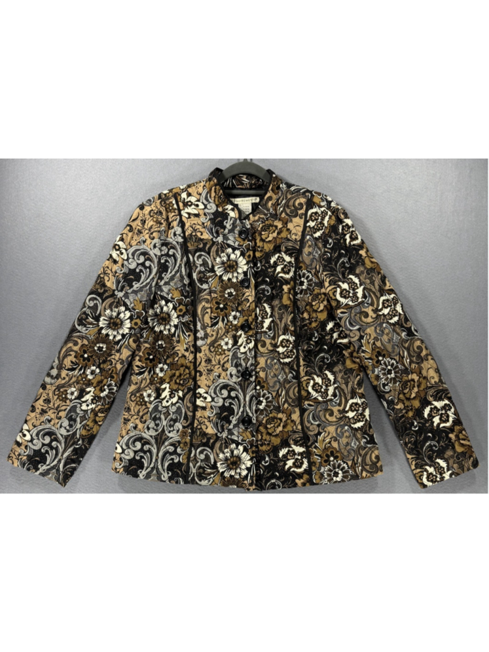 Vintage Requirements Quilted Floral Paisley Button Front Jacket Women’s Size L